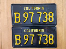 1963 California Commercial License Plates, DMV  