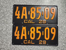 1929 California License Plates, DMV Clear 