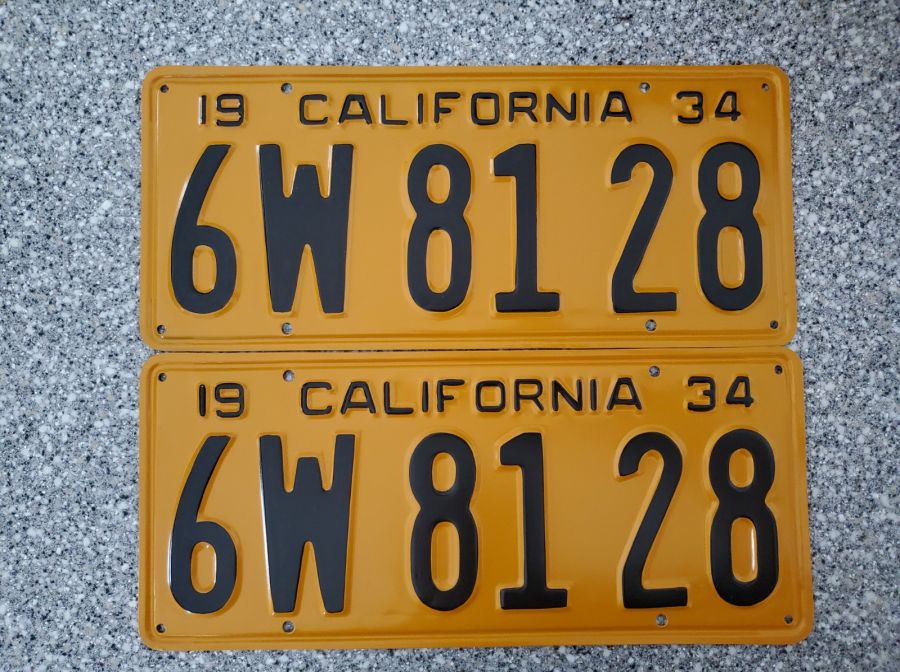 1934 California License Plates, DMV Clear