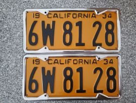 1934 California License Plates, DMV Clear 