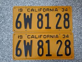 1934 California License Plates, DMV Clear 