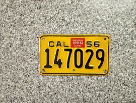 19516 California Motorcycle License Plate, DMV 