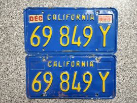 1975 California Commercial License Plates, DMV  