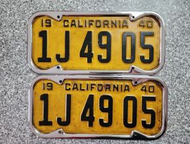 1940 California License Plates, DMV Clear 