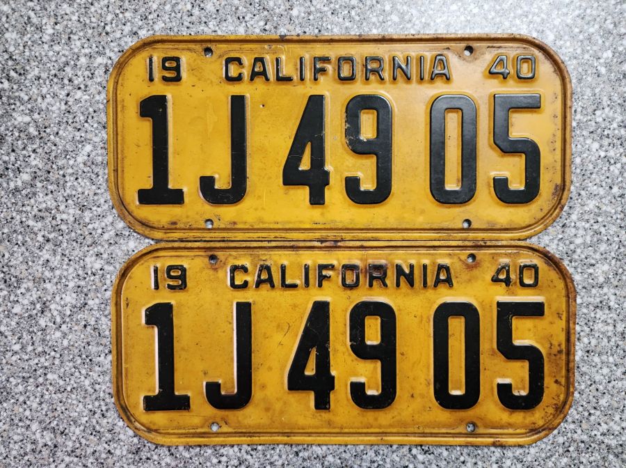 1940 California License Plates, DMV Clear