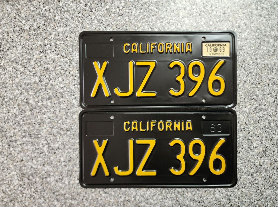 1969 California License Plates, Pro-Restored, DMV
