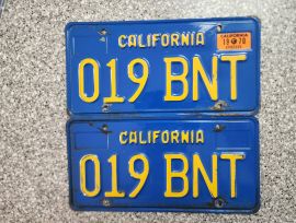 1970 California License Plates, DMV Clear 