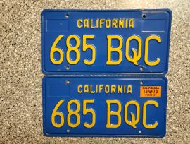 1970 California License Plates, DMV Clear 