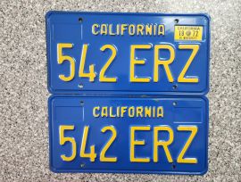 1972 California License Plates, DMV Clear 
