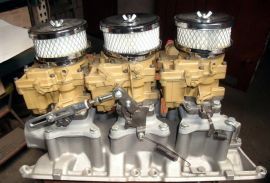 Rebuilt Tri-Power Setup Rochester 2GC for Ford 289