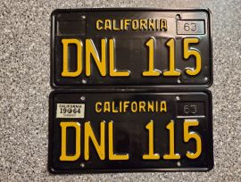 1964 California License Plates, DMV Clear 