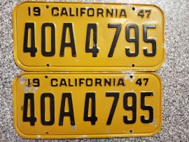 1947 California License Plates, DMV Clear 