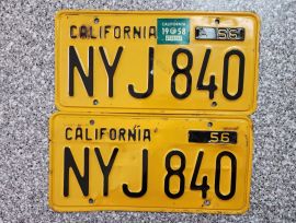 1958 California License Plates, DMV Clear 