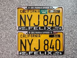 1958 California License Plates, DMV Clear 