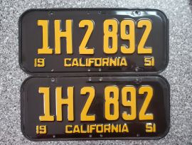 1951 California License Plates, DMV Clear 
