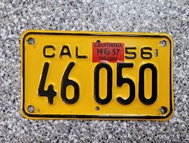 1957 California Motorcycle License Plates, DMV Clr
