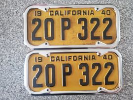 1940 California License Plates, DMV Clear 