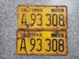 1956 California Commercial License Plates, DMV  