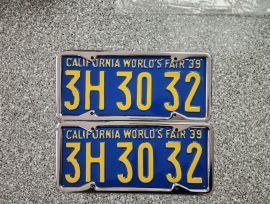 1939 California License Plates, Pro-Restored, DMV