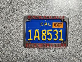 1970 California Motorcycle License Plate, DMV Clr