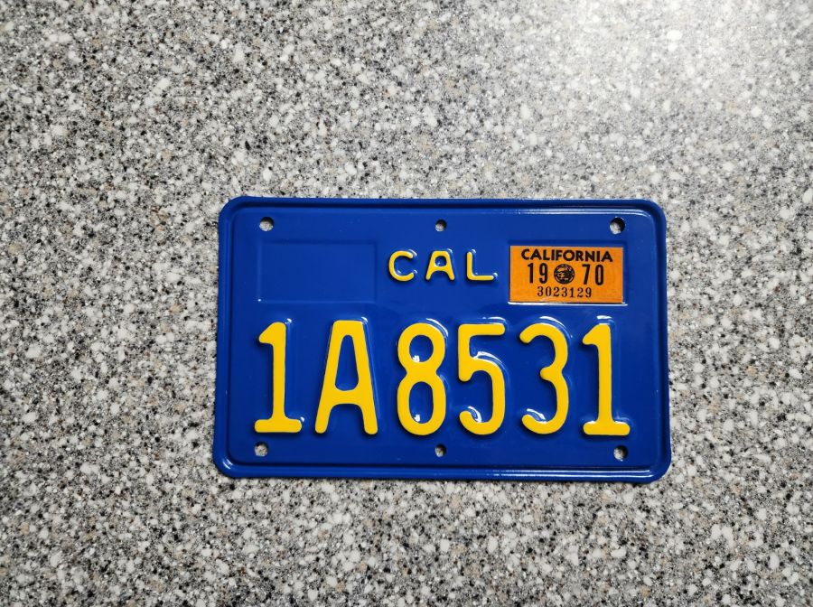 1970 California Motorcycle License Plate, DMV Clr