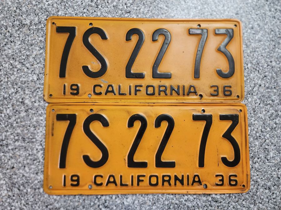 1936 California Motorcycle License Plate, DMV Clr