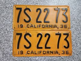 1936 California Motorcycle License Plate, DMV Clr