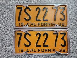 1936 California Motorcycle License Plate, DMV Clr