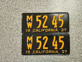 1937 California Commercial License Plates, DMV Clr