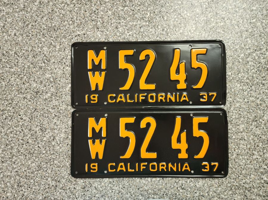 1937 California Commercial License Plates, DMV Clr