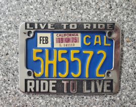 1975 California Motorcycle License Plates, DMV  