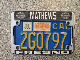 1974 California Motorcycle License Plates, DMV  