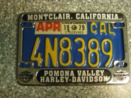1979 California Motorcycle License Plates, DMV  