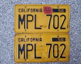 1957 California License Plates, DMV Clear  