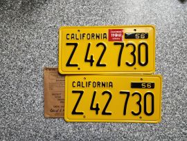 1961 California License Plates, DMV Clear 