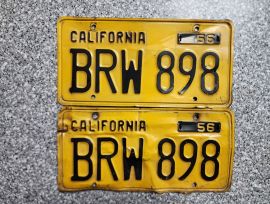1956 California License Plates, DMV Clear 