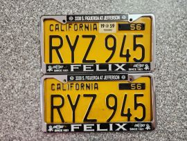 1959 California License Plates, DMV Clear 