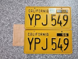 1962 California License Plates, DMV Clear 