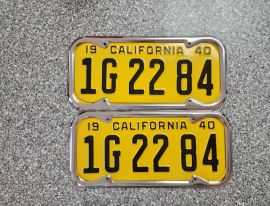 1940 California License Plates, Pro-Restored, DMV 