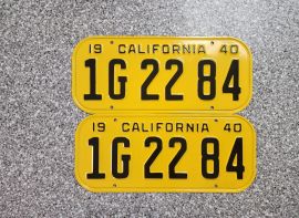 1940 California License Plates, Pro-Restored, DMV 