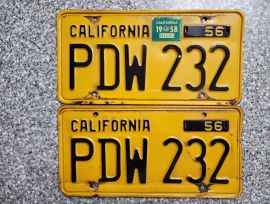 1958 California License Plates, DMV Clear 