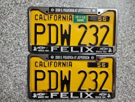 1958 California License Plates, DMV Clear 