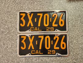 1929 California License Plates, Pro-Restored, DMV 