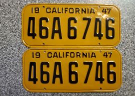 1947 California License Plates, DMV Clear 