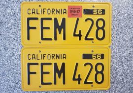 1957 California License Plates, Prof Restored