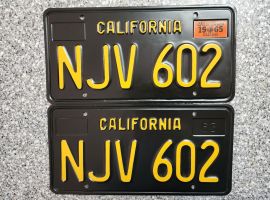 1965 California License Plates, Prof Restored