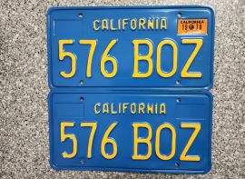 1970 California License Plates, Prof Restored