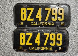 1951 California License Plates, DMV Clear G