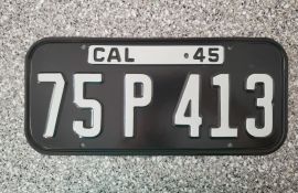 1945 California License Plate, Restored 