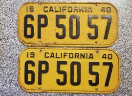 1940 California License Plates, DMV Clear  